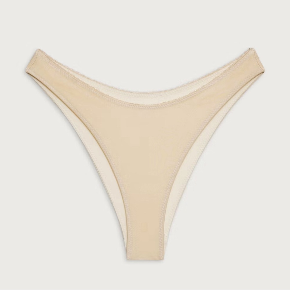 Djerf Avenue Dove Satin Bikini Bottom in Sand Castle